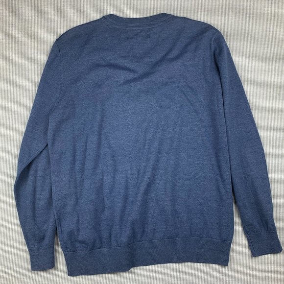 Blue US Polo ASSN Sweater / Blue Polo Pullover / Men's LARGE V-Neck Sweater / - Picture 3 of 4